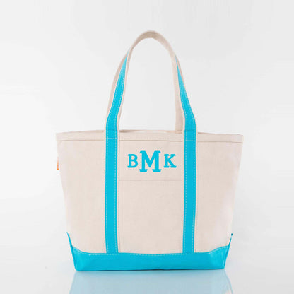 Personalized Medium Classic Tote for Everyday Carry, Turquoise personalized front