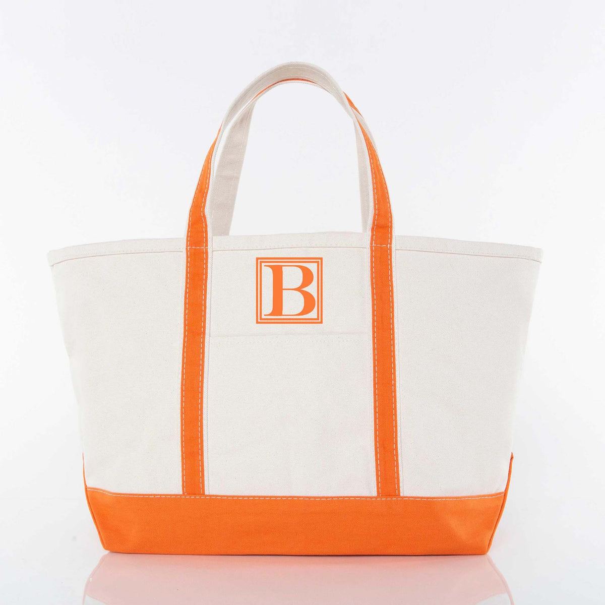Personalized Large Classic Tote for Everyday Carry, Orange personalized front