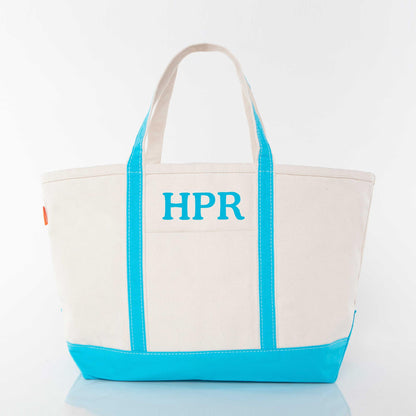 Personalized Large Classic Tote for Everyday Carry, Turquoise personalized front
