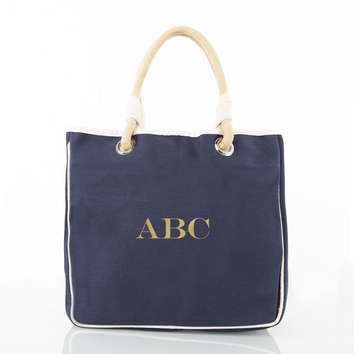 Personalized Rope Tote for Everyday Carry, Navy personalized front