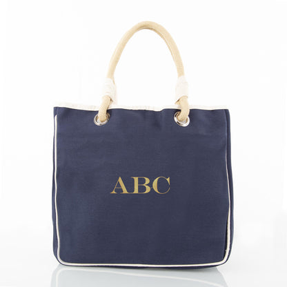 Personalized Rope Tote for Everyday Carry, Navy personalized front
