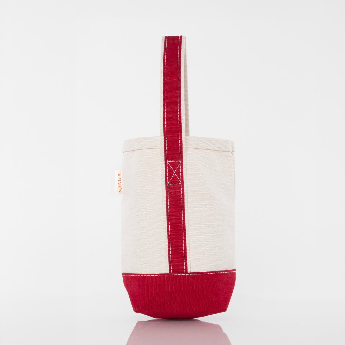 Monogrammed Canvas Wine Tote in Red, front view