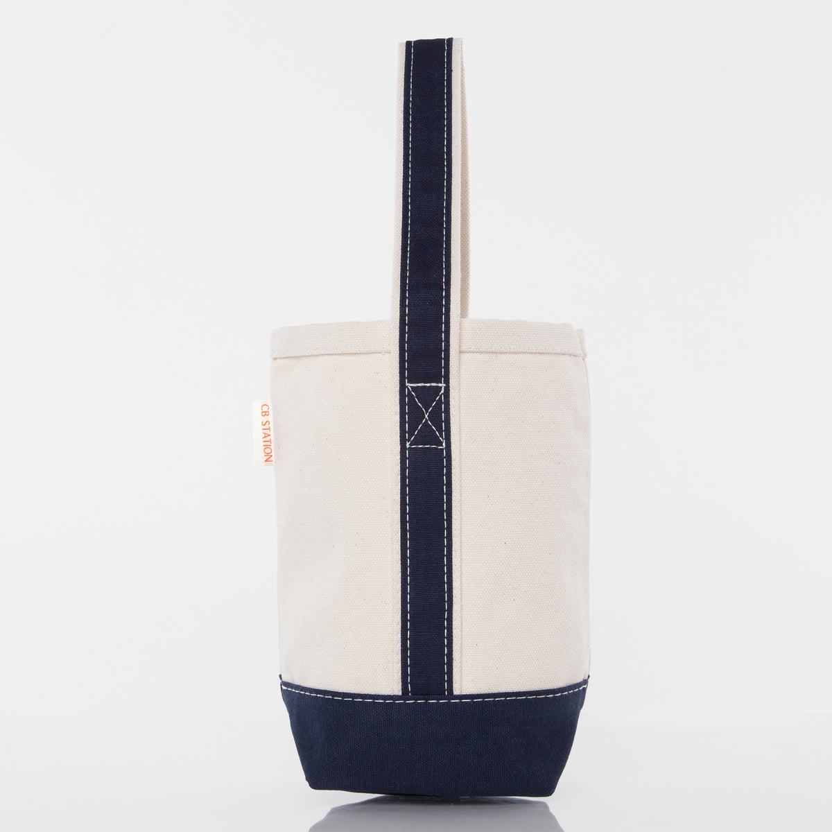 Monogrammed Canvas Wine Tote in Navy, front view