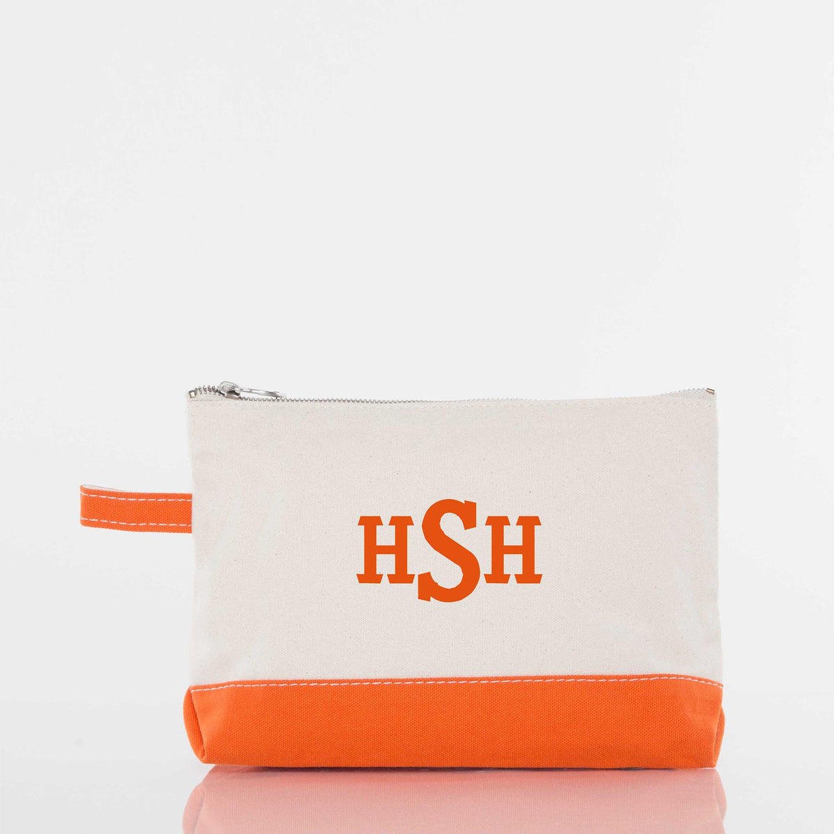 Personalized Makeup Bag for Beauty on the Go, Orange personalized front