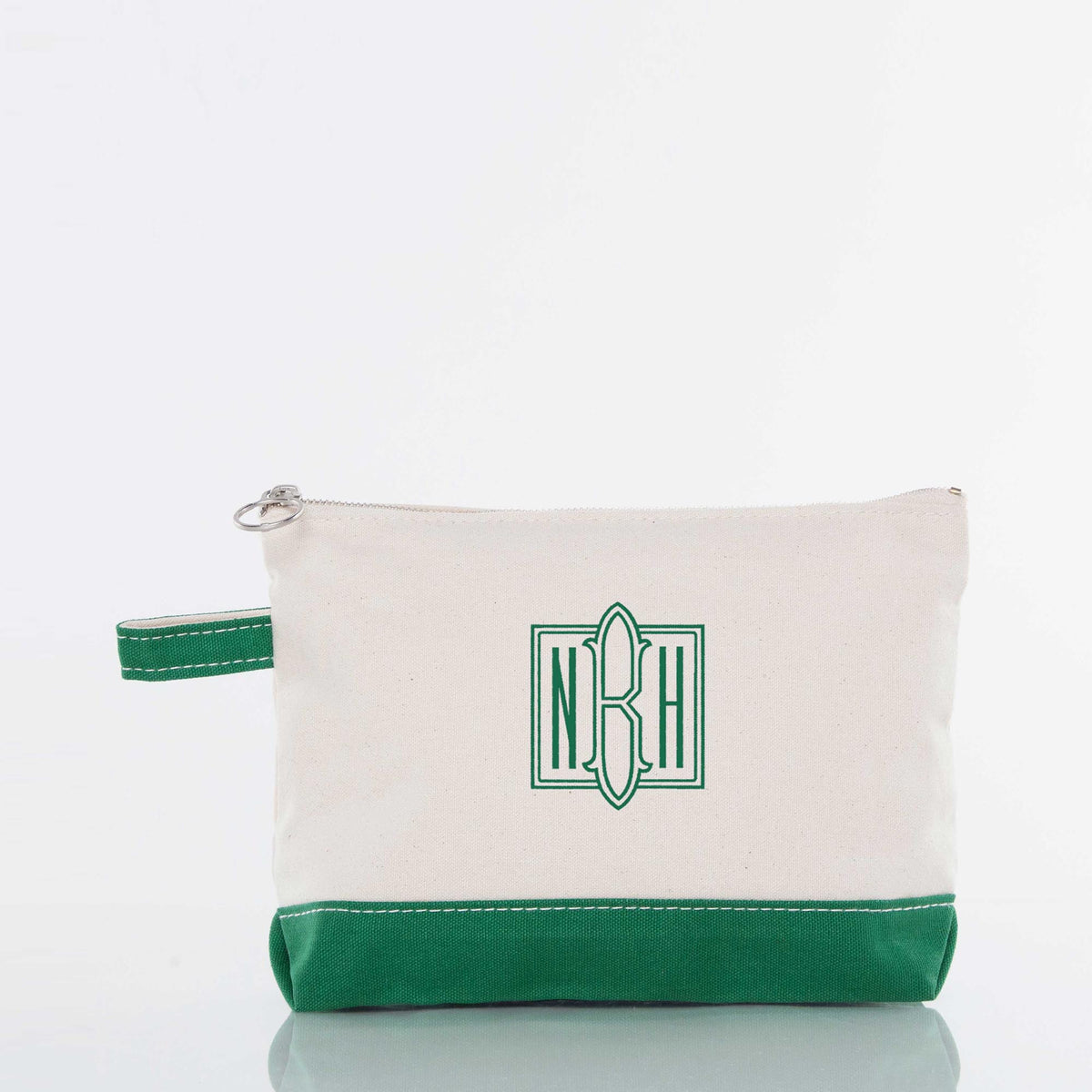Personalized Makeup Bag for Beauty on the Go, Emerald personalized front