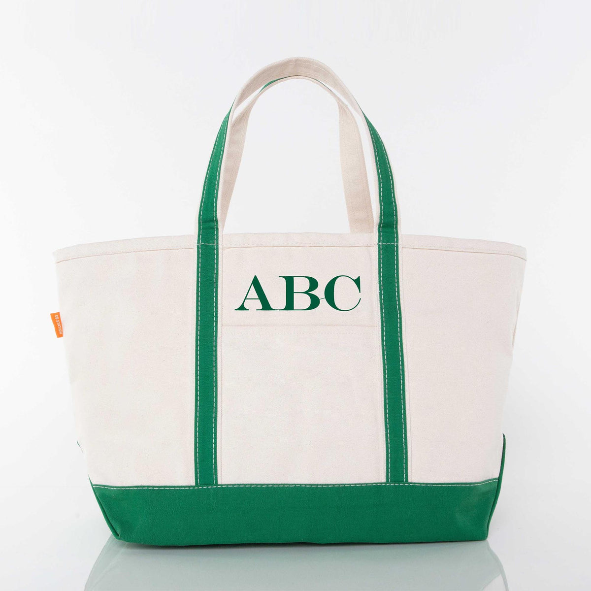 Personalized Large Classic Tote for Everyday Carry, Emerald personalized front
