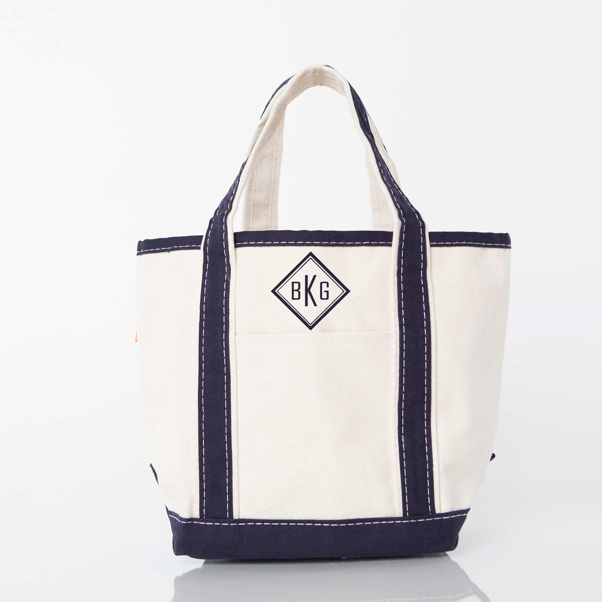 Personalized Handy Open Top Tote for Everyday Carry, Navy personalized front