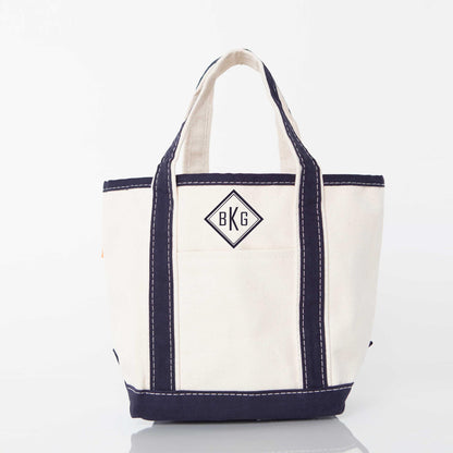 Personalized Handy Open Top Tote for Everyday Carry, Navy personalized front