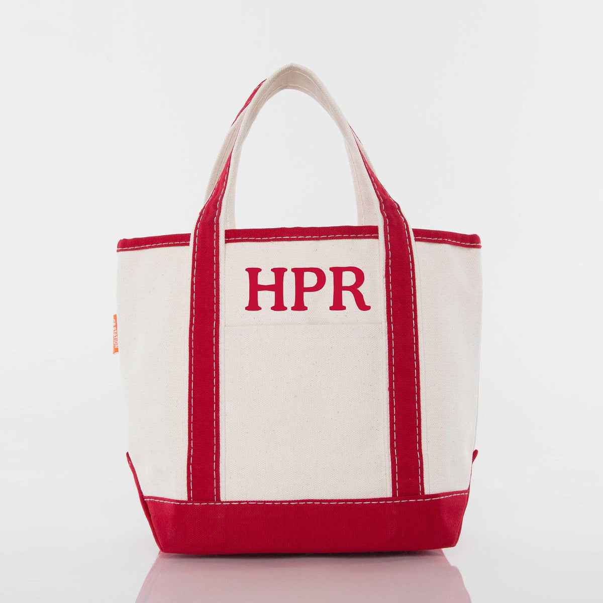 Personalized Handy Open Top Tote for Everyday Carry, Red personalized front