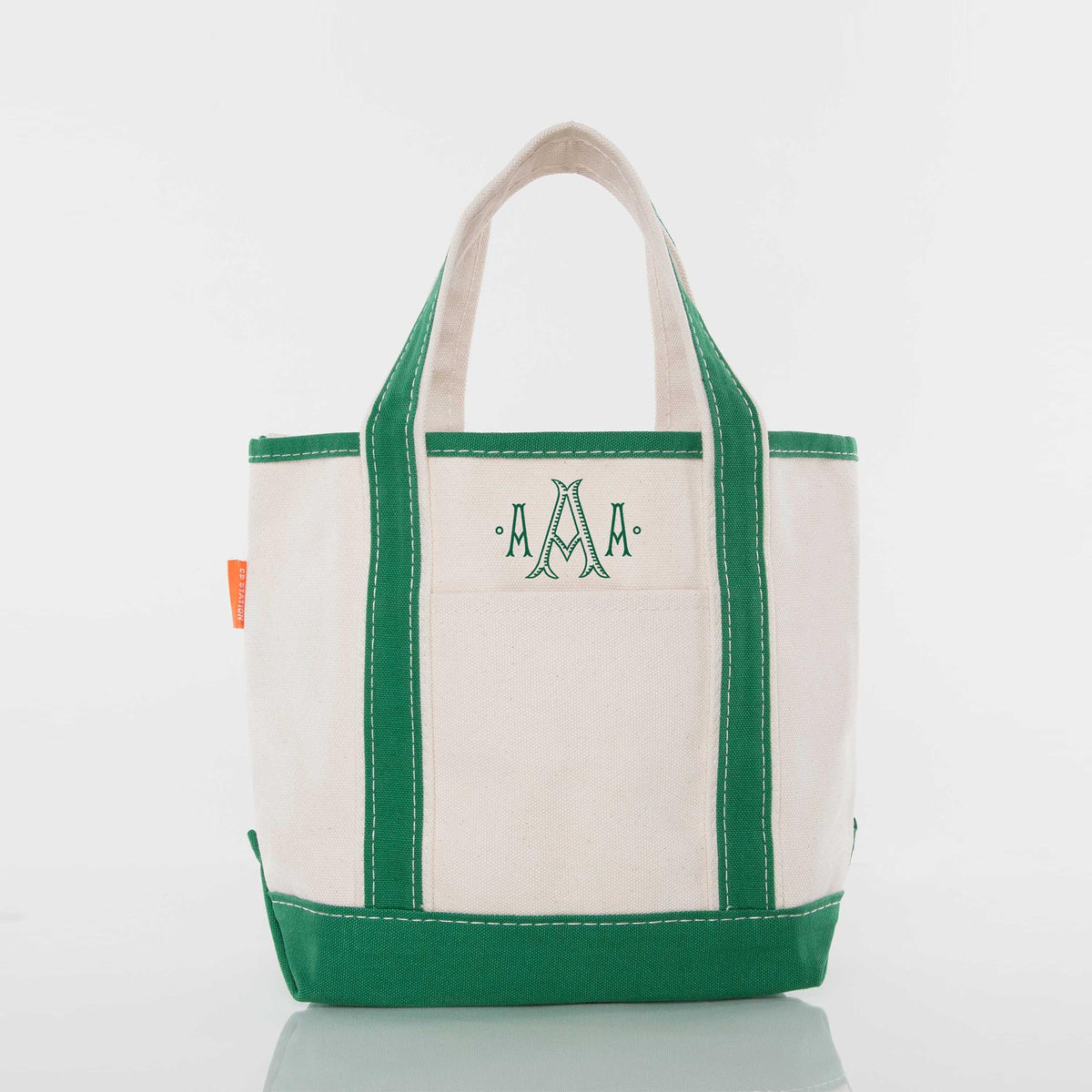 Personalized Handy Open Top Tote for Everyday Carry, Emerald personalized front
