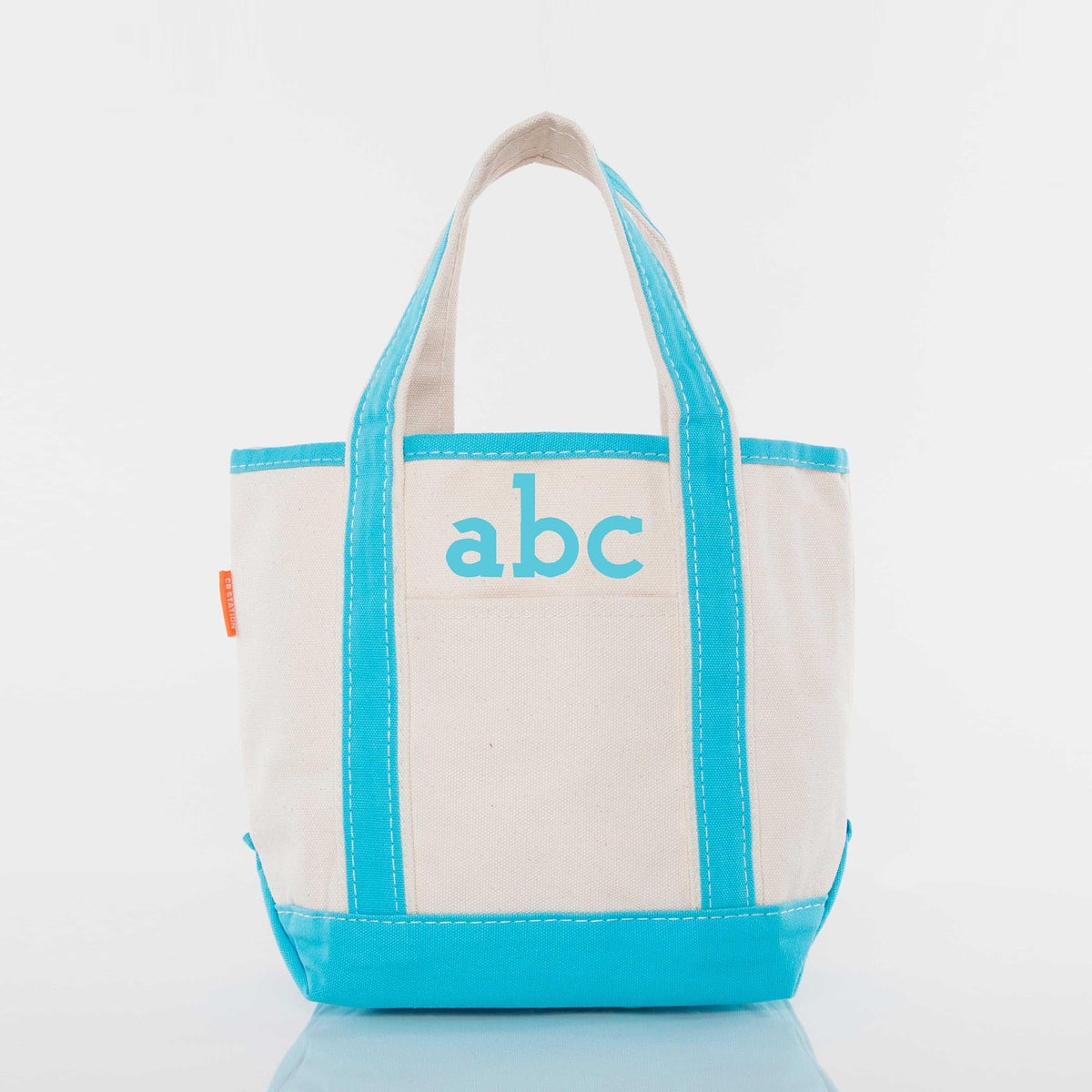 Personalized Handy Open Top Tote for Everyday Carry, Turquoise personalized front