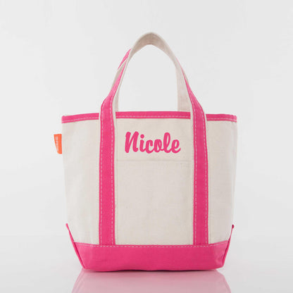 Personalized Handy Open Top Tote for Everyday Carry, Hot Pink personalized front