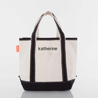 Personalized Handy Open Top Tote for Everyday Carry, Black personalized front