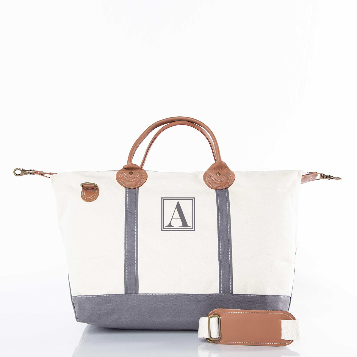 Personalized Classic Weekender Bag for Short Getaways, Gray personalized front