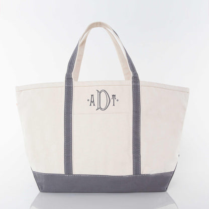 Personalized Large Classic Tote for Everyday Carry, Gray personalized front