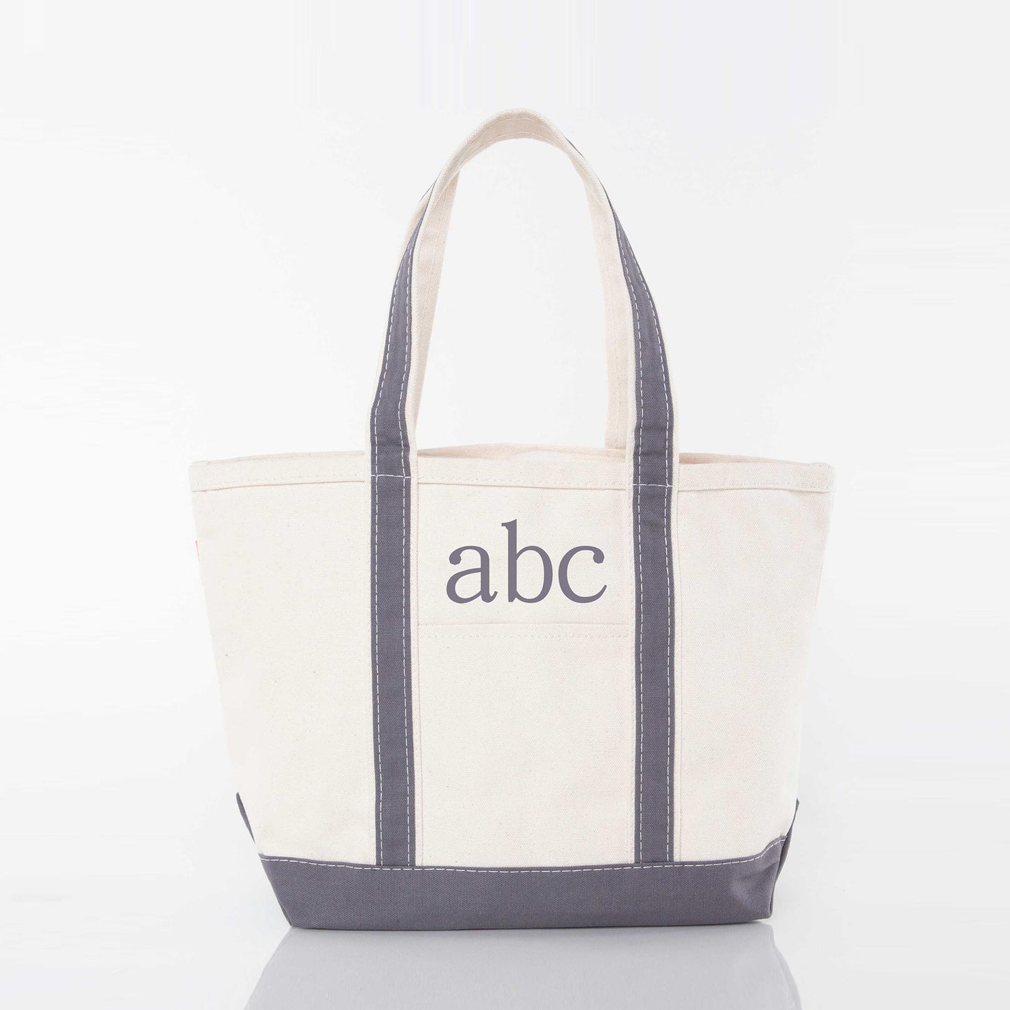 Personalized Medium Classic Tote for Everyday Carry, Gray personalized front