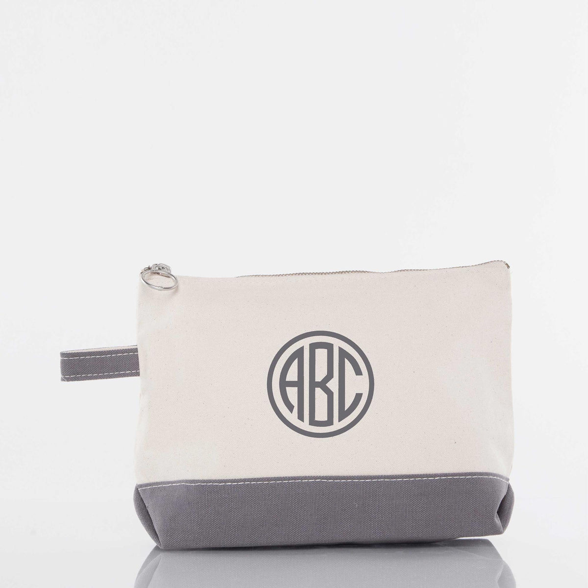 Personalized Makeup Bag for Beauty on the Go, Gray personalized front