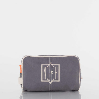 Personalized Dopp Kit for Grooming Gear, Gray personalized front