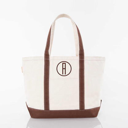Personalized Medium Classic Tote for Everyday Carry, Brown personalized front