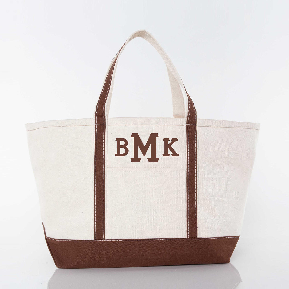 Personalized Large Classic Tote for Everyday Carry, Brown personalized front