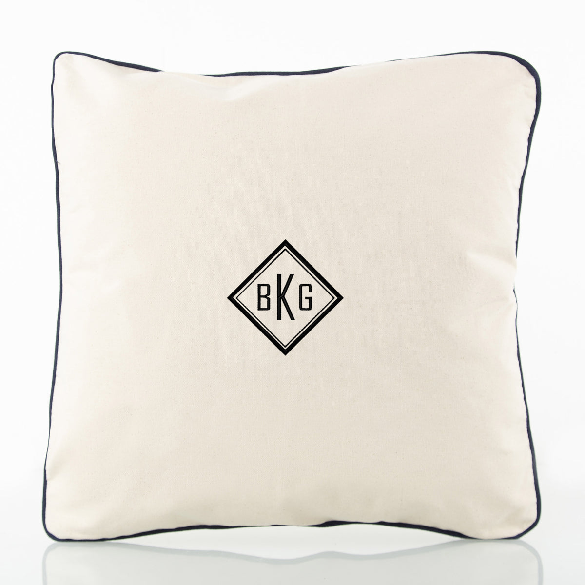 Personalized 16 x 16 Pillow Sham, Natural & Navy personalized front