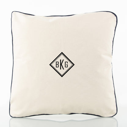 Personalized 16 x 16 Pillow Sham, Natural & Navy personalized front