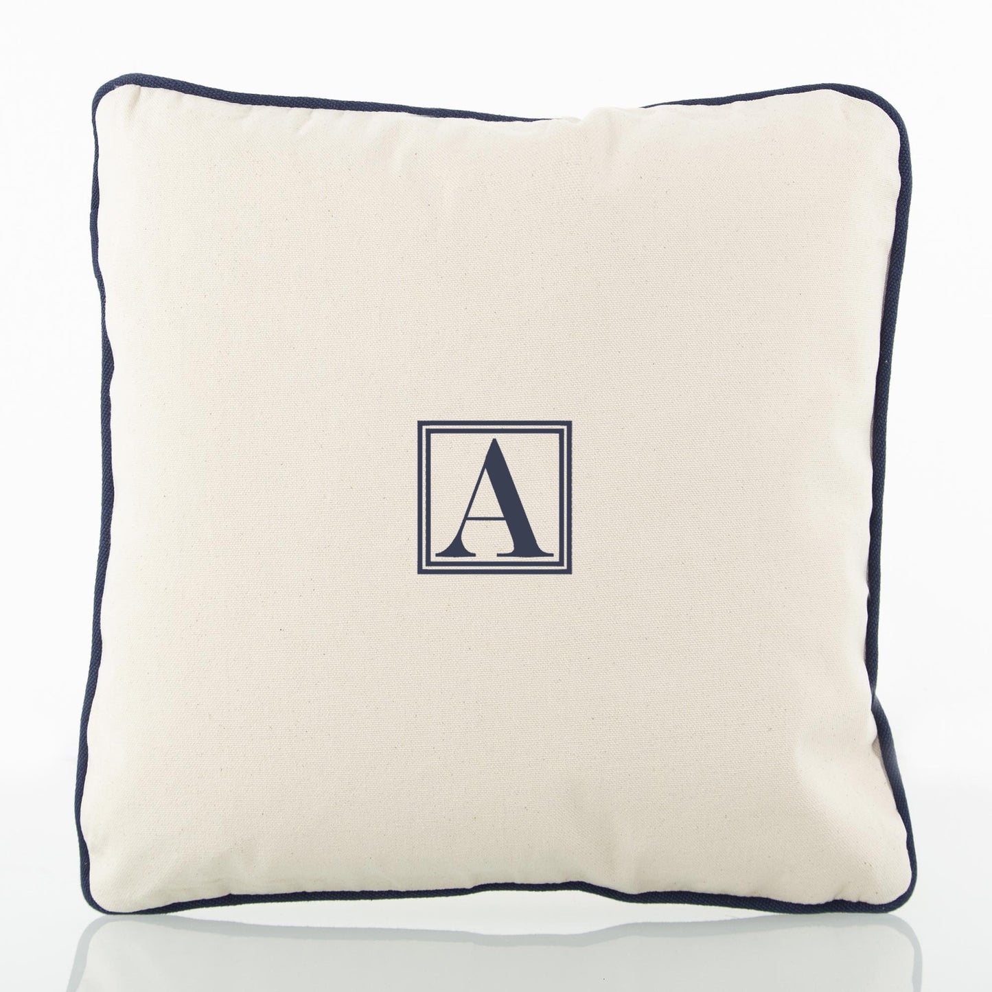 Personalized 12 x 12 Pillow Sham, Natural & Navy personalized front