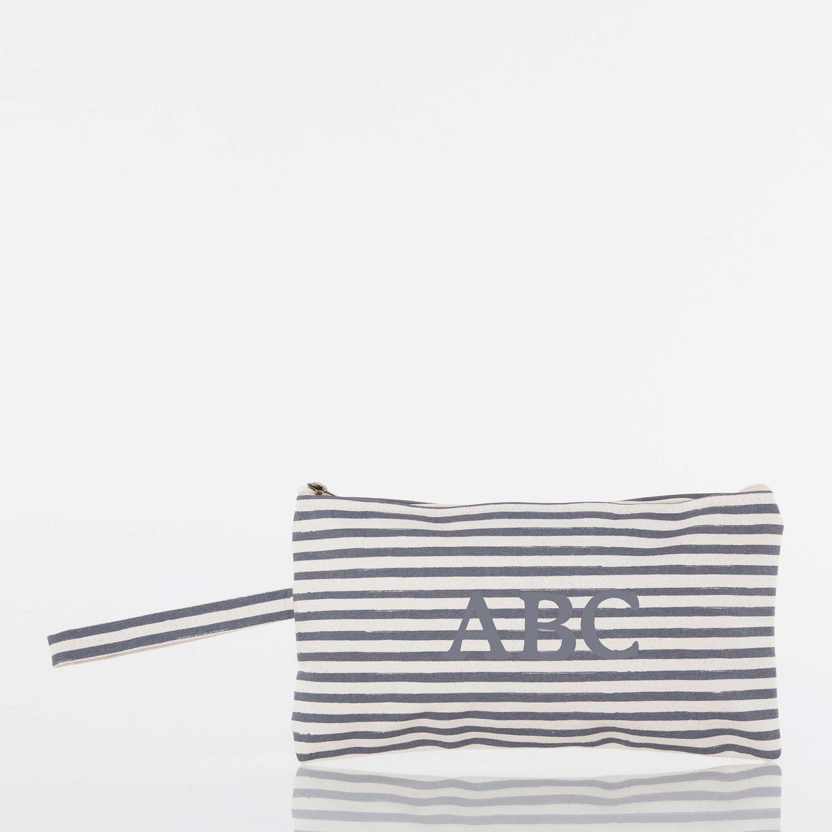 Personalized Solid Clutch Bag for Date Night, Gray Stripes personalized front