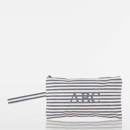 Personalized Solid Clutch Bag for Date Night, Gray Stripes personalized front