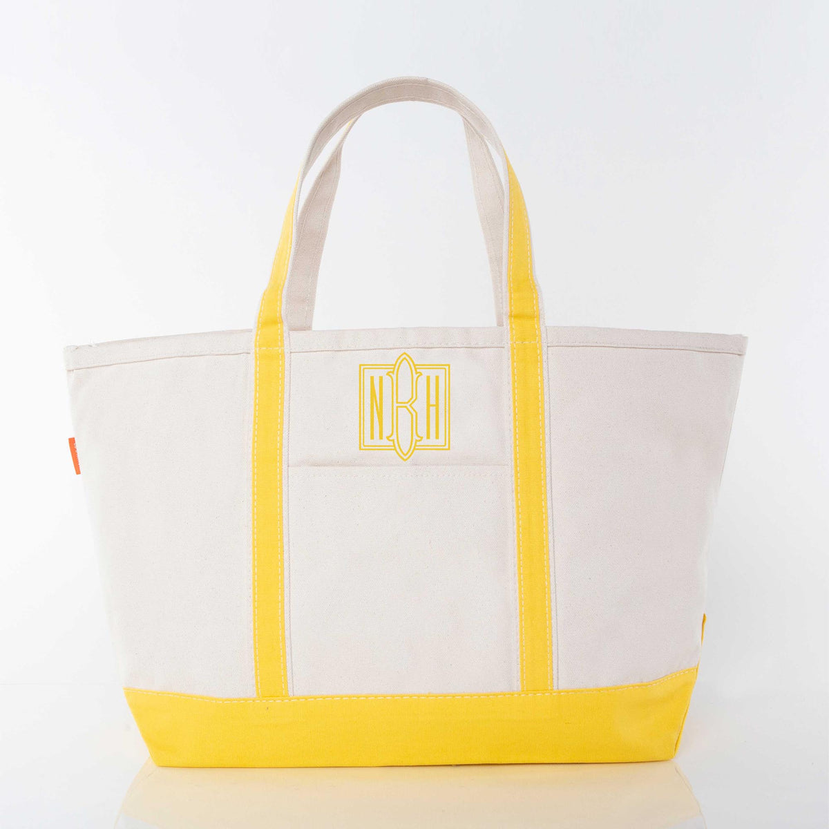 Personalized Large Classic Tote for Everyday Carry, Yellow personalized front