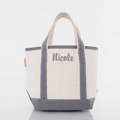 Personalized Handy Open Top Tote for Everyday Carry, Gray personalized front