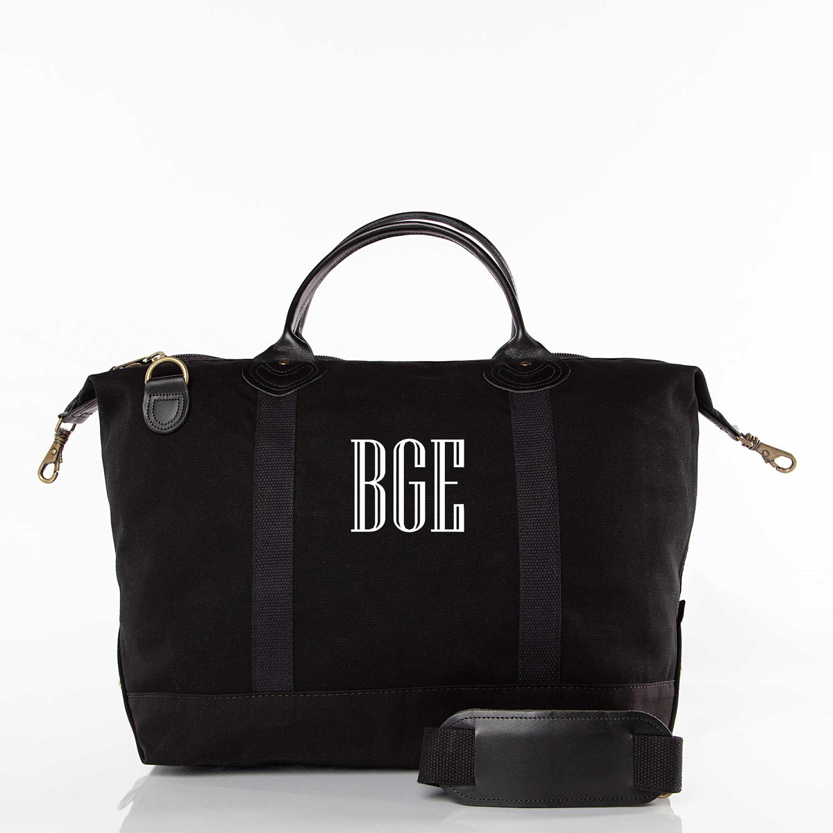 Personalized Classic Weekender Bag for Short Getaways, Solid Black personalized front