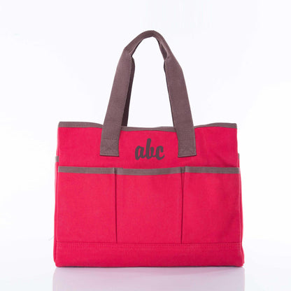 Personalized Utility Tote for Everyday Carry, Red personalized front
