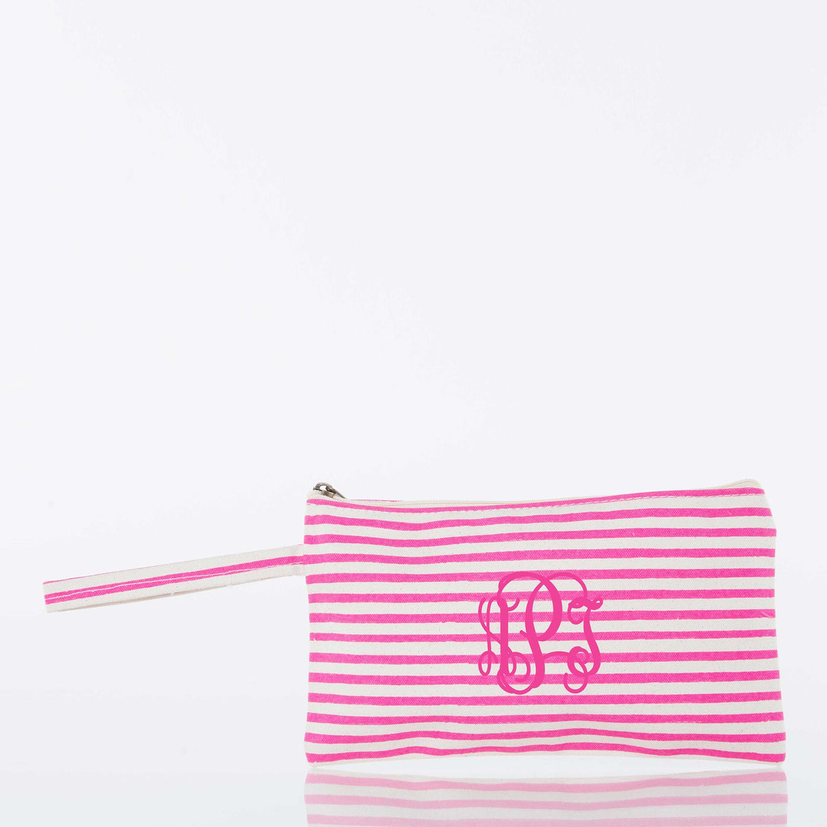 Personalized Solid Clutch Bag for Date Night, Hot Pink Stripes personalized front