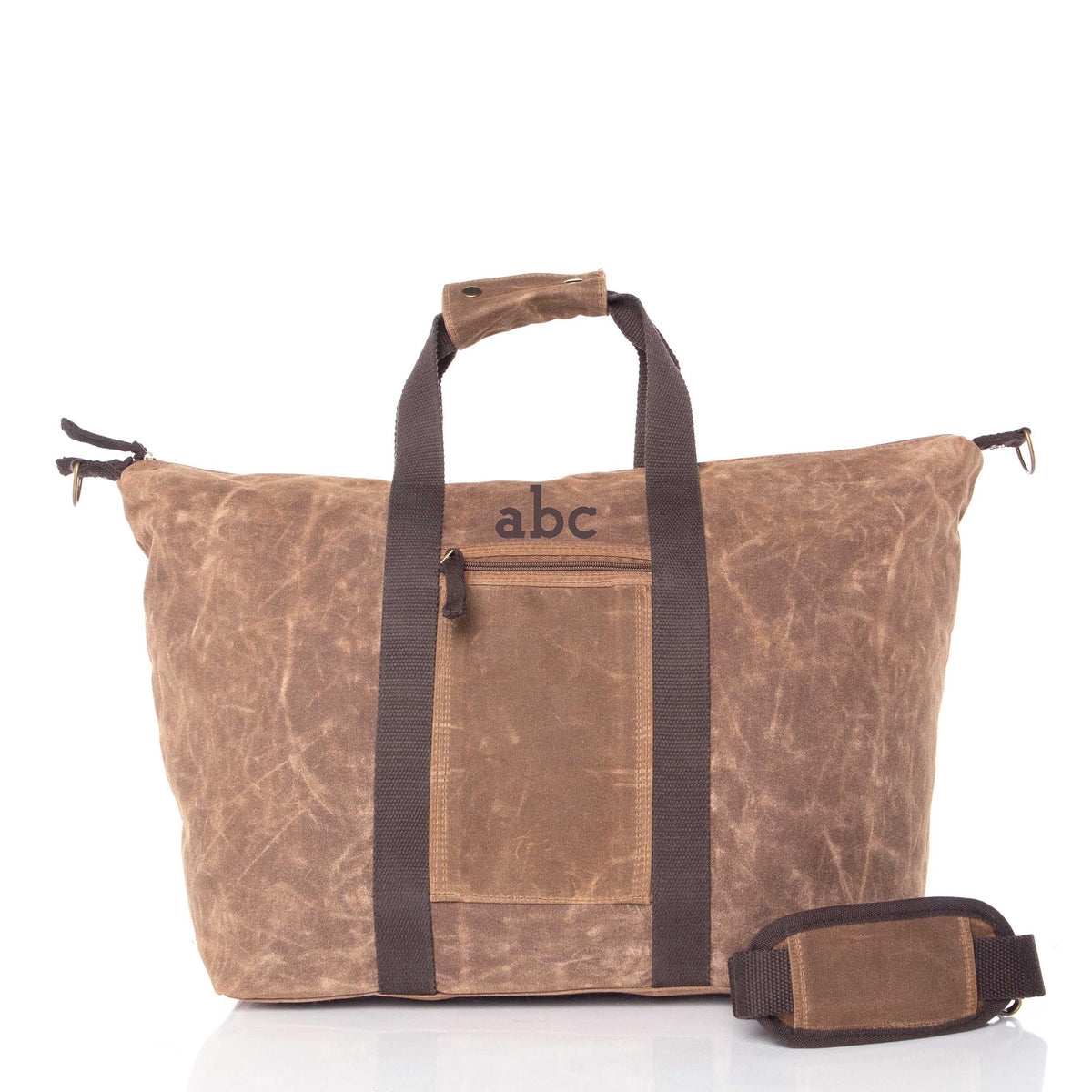Personalized Voyager Weekender Bag for Short Getaways, Khaki personalized front