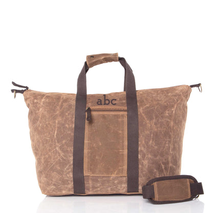 Personalized Voyager Weekender Bag for Short Getaways, Khaki personalized front