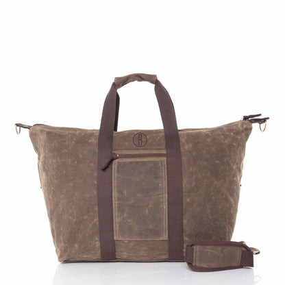 Personalized Voyager Weekender Bag for Short Getaways, Olive personalized front