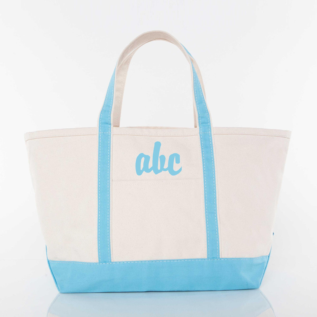 Personalized Large Classic Tote for Everyday Carry, Baby Blue personalized front