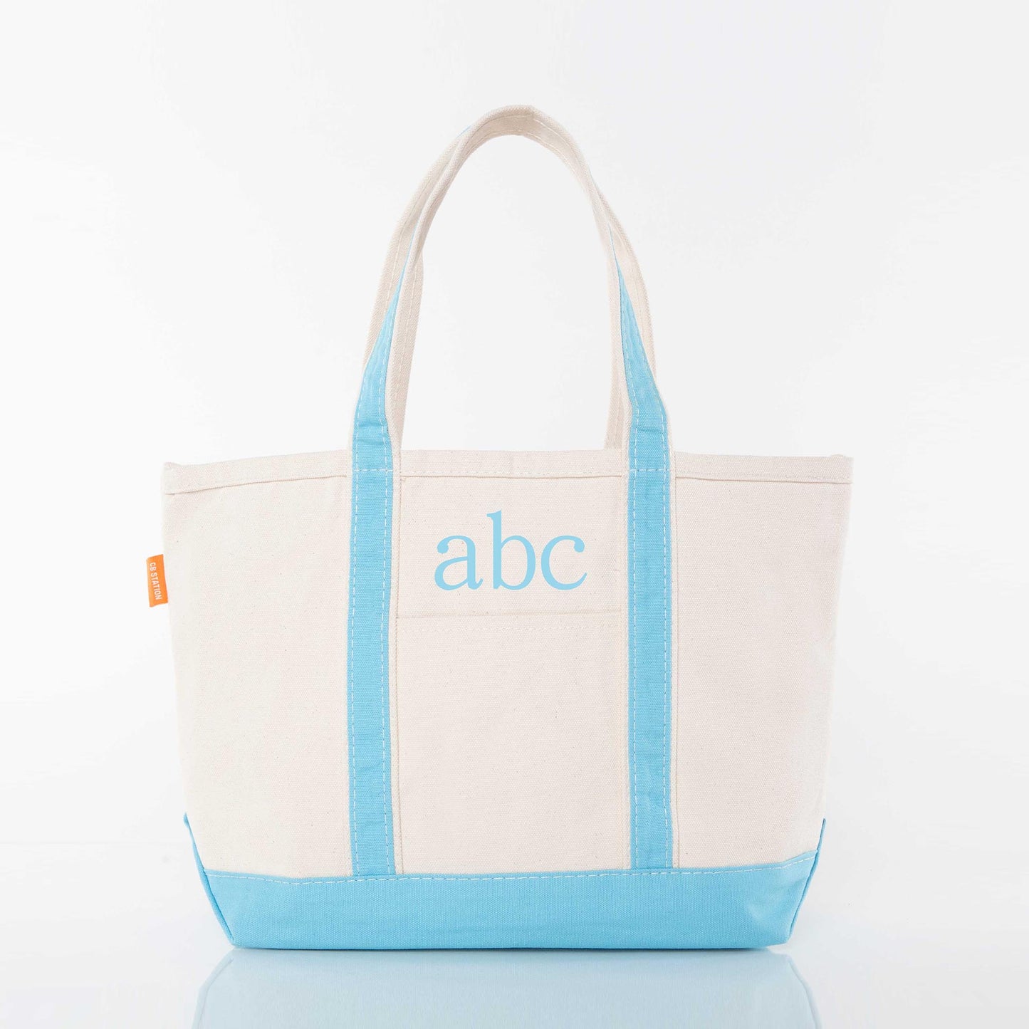 Personalized Medium Classic Tote for Everyday Carry, Baby Blue personalized front