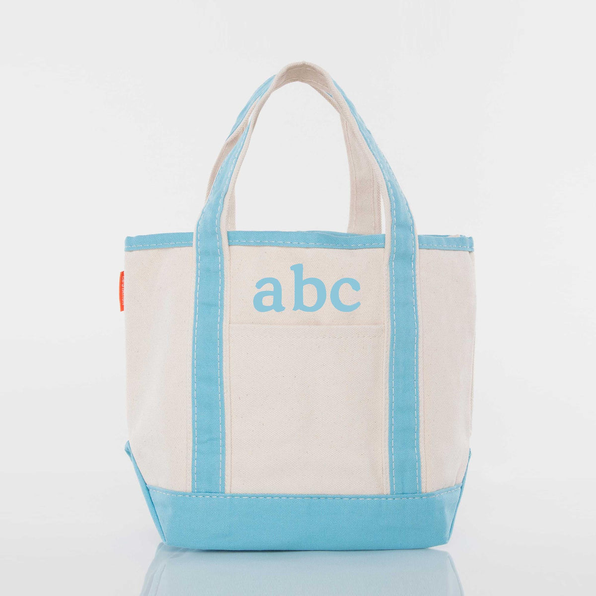 Personalized Handy Open Top Tote for Everyday Carry, Baby Blue personalized front