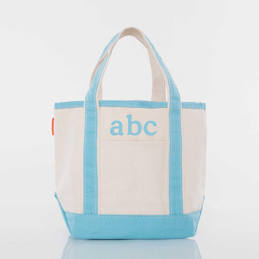 Personalized Handy Open Top Tote for Everyday Carry, Baby Blue personalized front