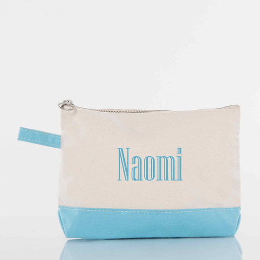 Personalized Makeup Bag for Beauty on the Go, Baby Blue personalized front