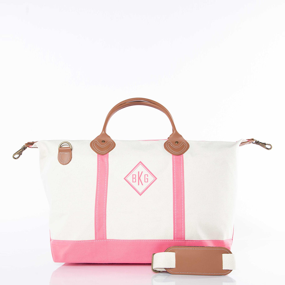 Personalized Classic Weekender Bag for Short Getaways, Coral personalized front