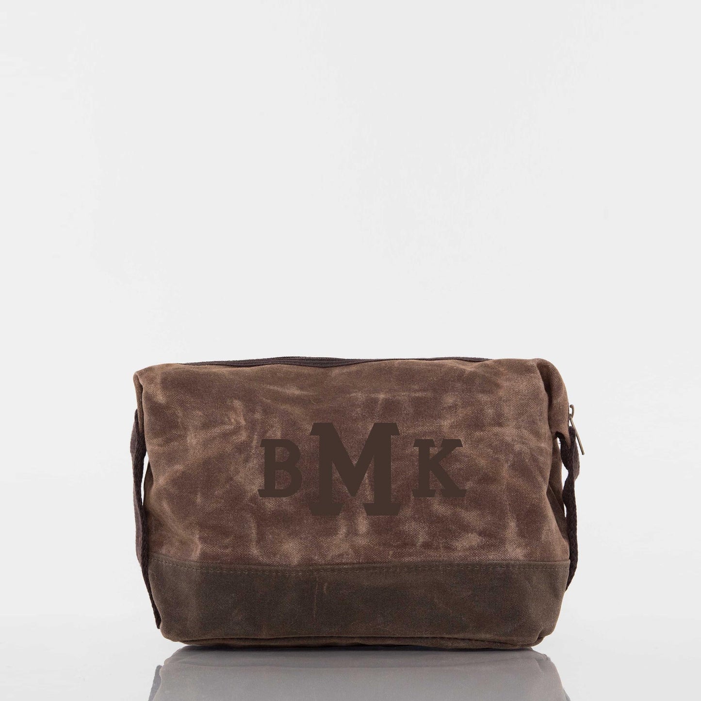 Personalized Waxed Dopp Kit for Grooming Gear, Khaki personalized front