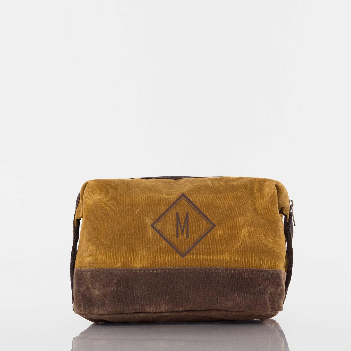 Personalized Waxed Dopp Kit for Grooming Gear, Yellow personalized front