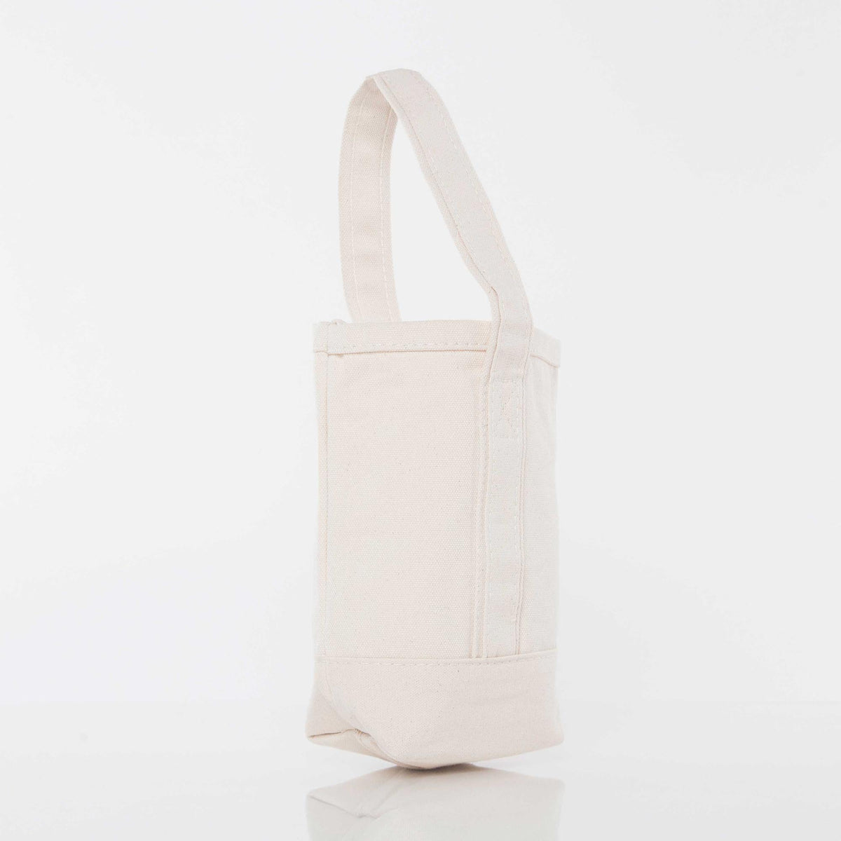 Monogrammed Canvas Wine Tote in Natural, side view