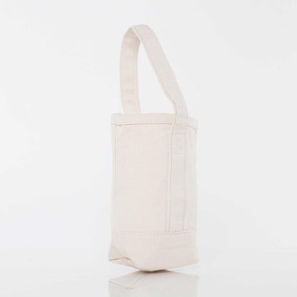 Monogrammed Canvas Wine Tote in Natural, side view