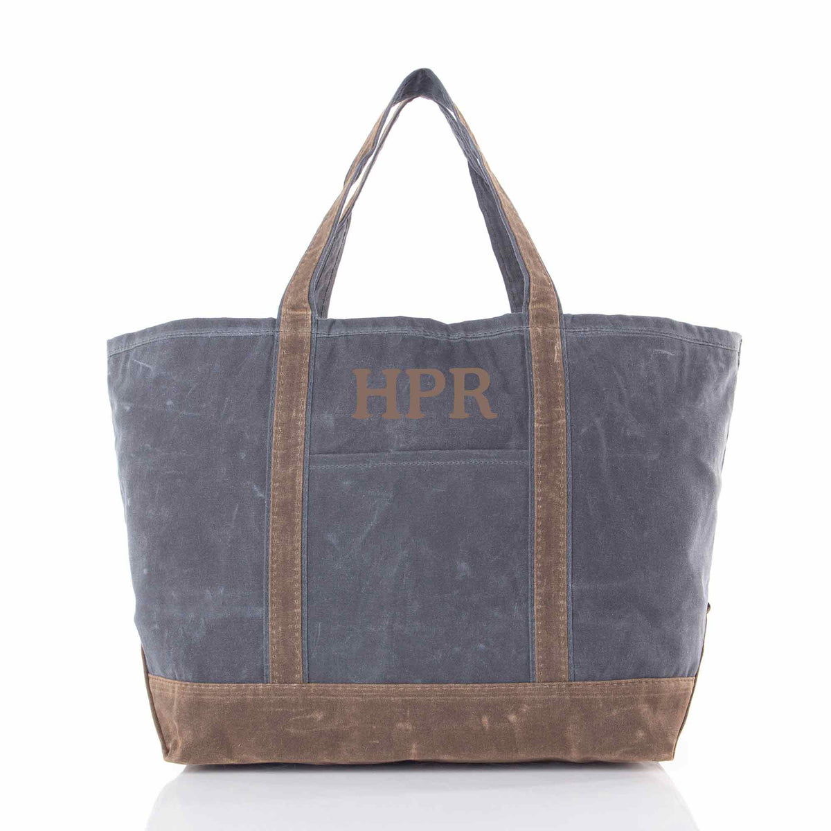 Personalized Waxed Large Classic Tote for Everyday Carry, Slate personalized front