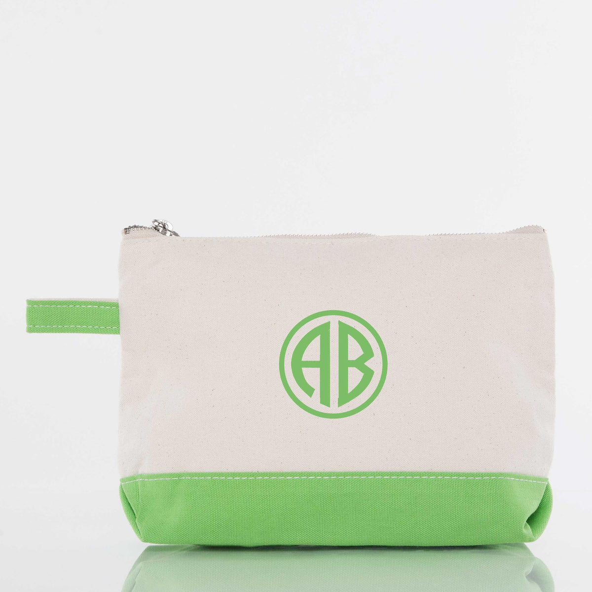 Personalized Makeup Bag for Beauty on the Go, Grass Green personalized front
