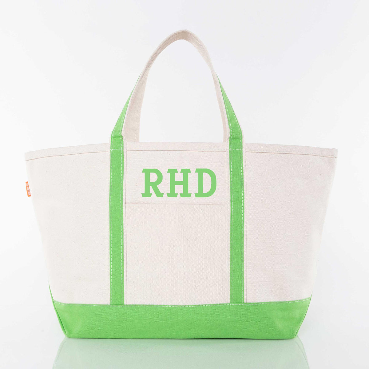 Personalized Large Classic Tote for Everyday Carry, Grass Green personalized front
